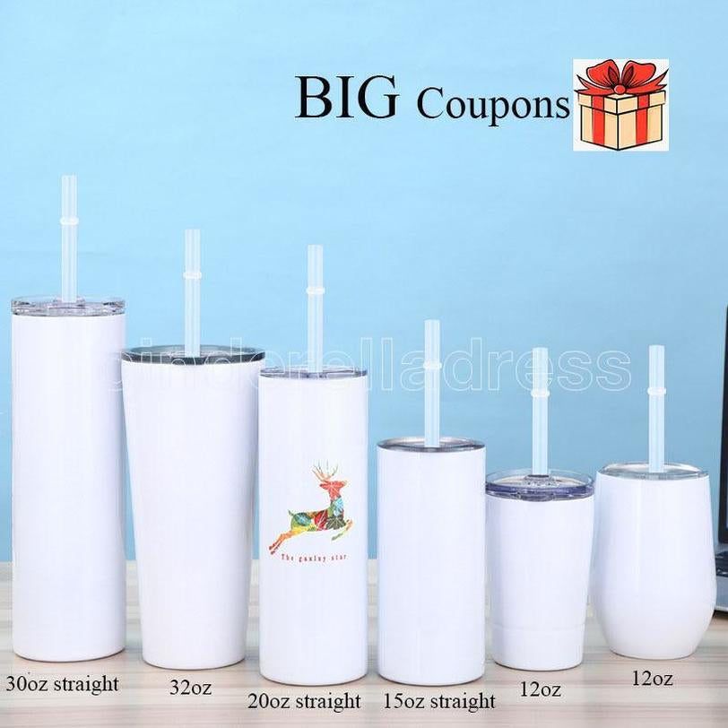 20oz Sublimation Straight Tumbler, 15oz Straight Cup for Sublimation, 12oz Wine Cup, Sublimation Mug, Blank Coffee Mug, Blank Travel Mug