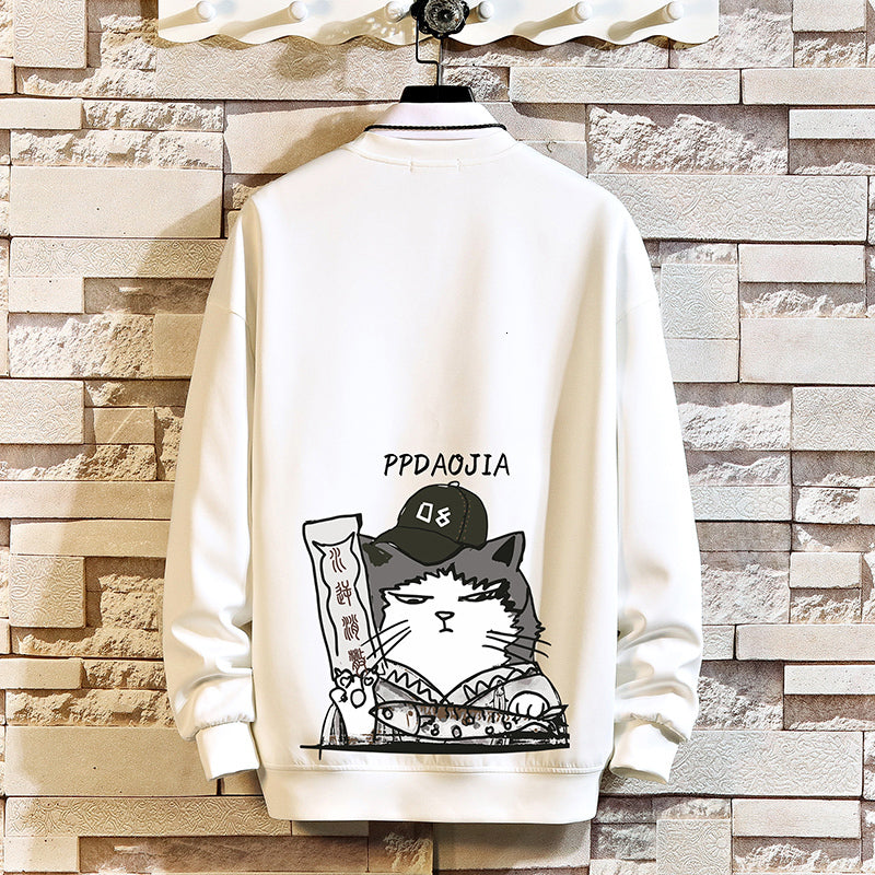 2021 New Funny Streetwear Maneki Neko Fortune Cat Printed Sweatshirt Men Plutus Autumn Japan Style Hip Hop Casual Couple Hoodie 4CNW