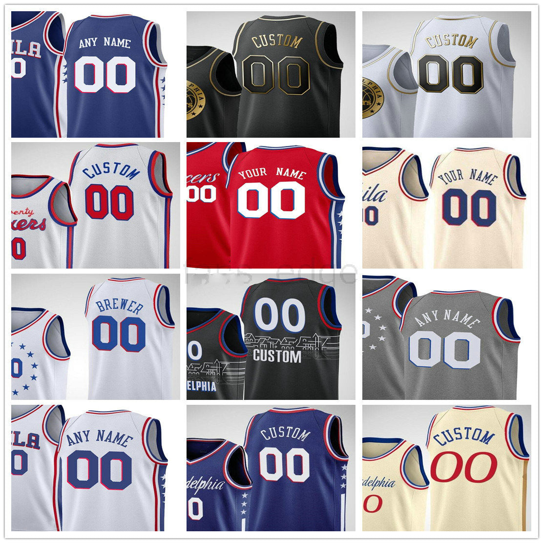 Custom Joel 21 Embiid Ben 25 Simmons Tobias 12 Harris Dwight 39 Howard Seth 30 Curry 3 Iverson Men Woman Kids Youth Basketball Jerseys