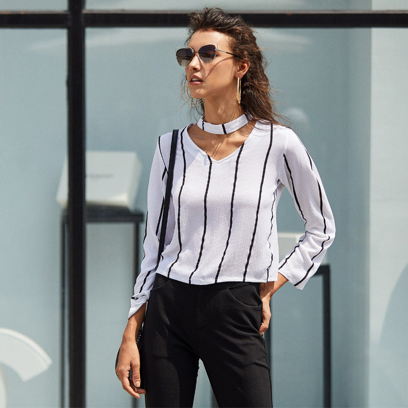 2021 New Fashion Women Casual Tops Holiday Ladies Office Shirt Blouse Loose Long Sleeve Striped Chiffon Elegant Female Blusas Clothes Top 2u