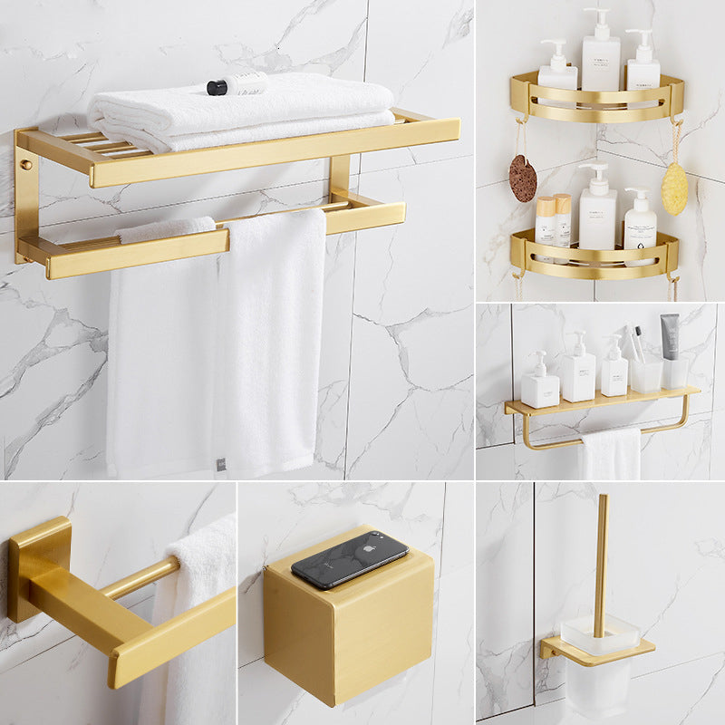 2021 New Accessories Set Brushed Gold Bathroom Shelf,towel Rack,towel Hanger Paper Holder,toilet Brush Holder Bath Hardware Sets Ymk0