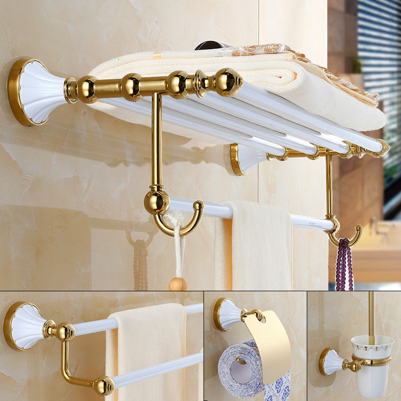 2021 New Accessories Gold and White Paper Bar,soap Holder,towel Rack,glass Shelf,hooks Bathroom Hardware Set Aboe