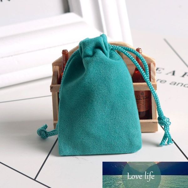 50pcs-lot Lake Blue Velvet Bags 5x7cm Wedding Favor Candy Packaging Bags Pouches Flocking Drawstring Gift Party Supplies