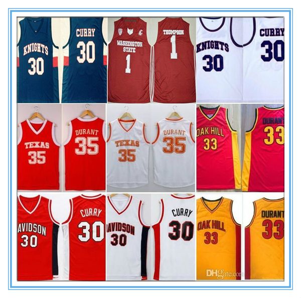 Davidson Knights Oak Hill High School jersey Stephen Curry Kevin Durant Thompson Shirts KLAY WashingtonState Cougars