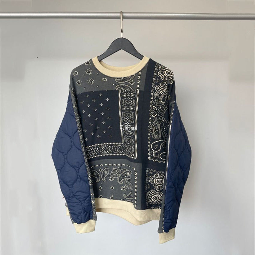 2021 New Cashew Flower Printing Kapital Sweatshirts Men Women Crewneck Front Back Stitching Hoodie Irpg