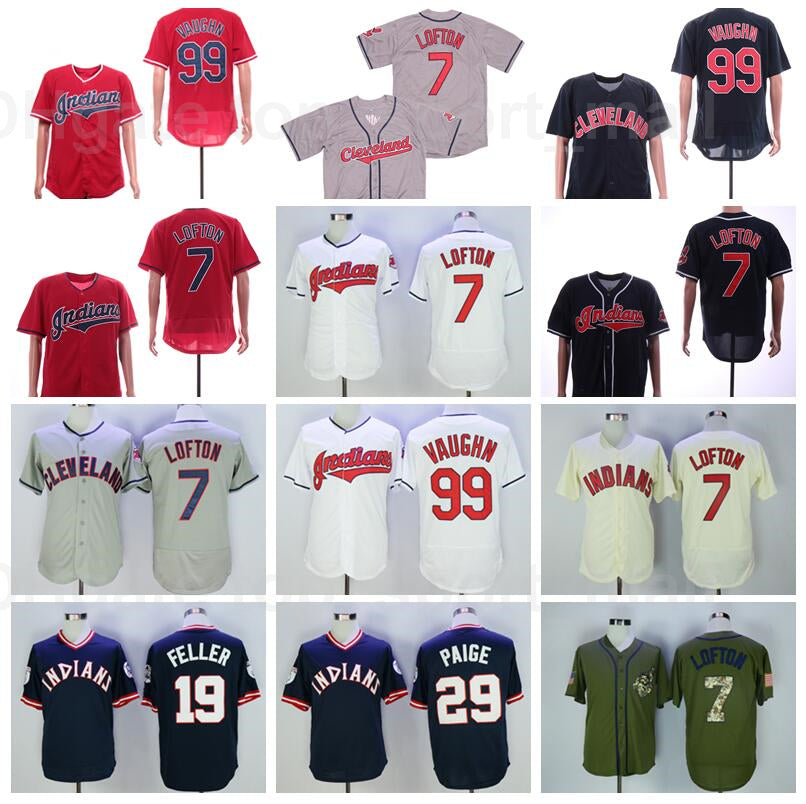 Retror 1976 1995 Vintage Baseball 99 Rick Vaughn Jersey 7 Kenny Lofton 19 Bob Feller 29 Satchel Paige Retire Pullover Cooperstown Flexbase