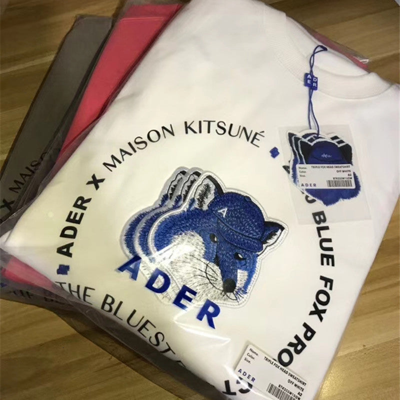 2021 New High Quality Ader Error Fox Maison Kitsune Crewneck Men Women 1:1 Hoodie Adererror Oversized Sweatshirt Harajuku G89d