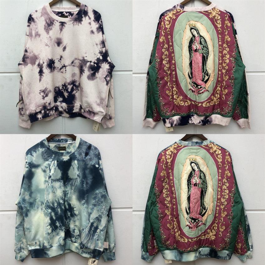 2021 New Tie-dyed Spliced Vintage Kapital Sweatshirts Men Women Cotton Crewneck Pullovers Autumn Winter Hoodie Harajuku Xesr