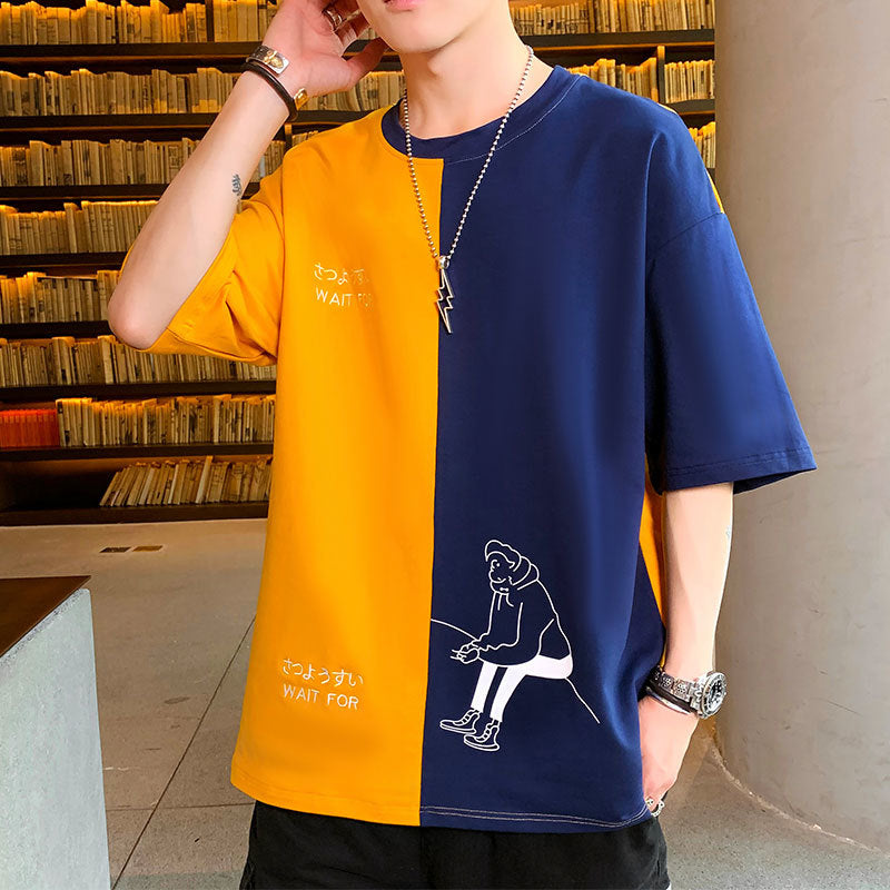 2021 Cotton Tshirts Summer Two-color New Arrival Slim Fit Fashion Youth T-shirt Casual Joker Men Short-sleeved Clothes Cg77