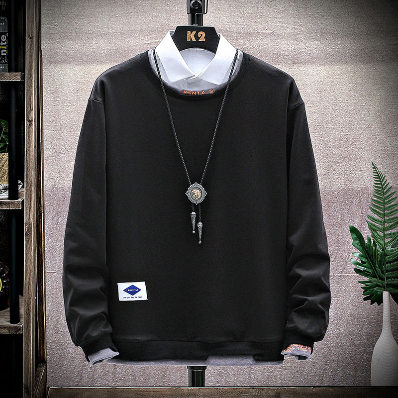 2021 New Oversized Crewneck Solid Spring Japanese Hip Hop Streetwear Sweatshirt Sweatpants with Male Yellow Hoodie Ytwc