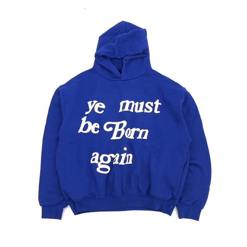 2021 New Blue Kanye West Cpfm Kid Cudi Hoodie Hoody Men Women Heavy Fabric Loose 3d Foam Ye Must Be Born Again Pullover Hpn2