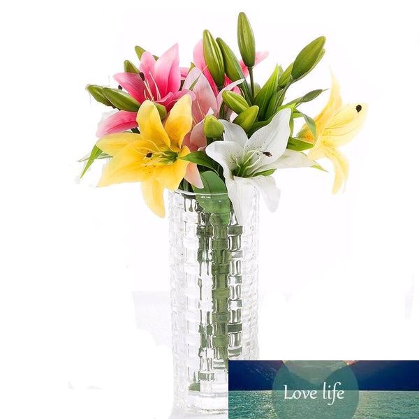 3 Heads Real Touch Lily Artificial Decorative Flowers Wedding Home Office Decoration 4 Colors Fake Flowers High Quality