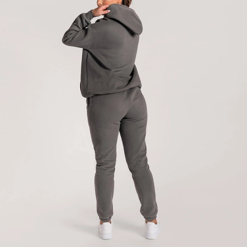 2021 New 2 Piece Pants Set Long Sleeve Hoodie Pocket Sweatpants Tracksuit Women Casual Streetwear Fashion Matching Couple Outfits K41z