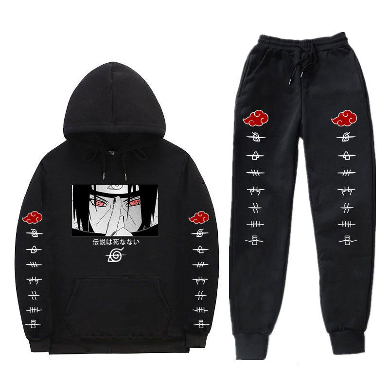 2021 New Men&#039;s Pieces Sets Akatsuki Uchiha Itachi Anime Tracksuit Autumn Winter Hooded Sweatshirt+drawstring Hoodie 6hcv