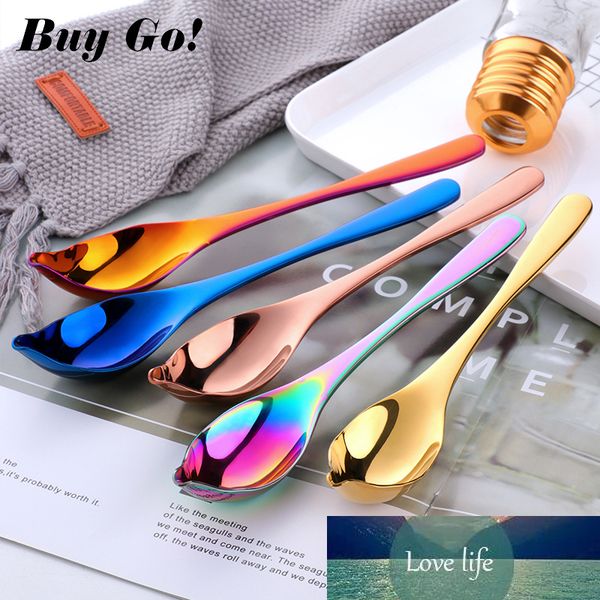 Colorful Stainless Steel Saucier Spoon Pointed Waterdrop Dressing Sauce Oil Spoon Ice Cream Cake DIY Bakeware Cake Spoons Tools