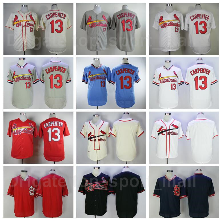 Retror 1978 1982 1985 Vintage Baseball 13 Matt Carpenter Jersey Retire Pullover Embroidery And Sewing Red White Grey Blue Beige Team
