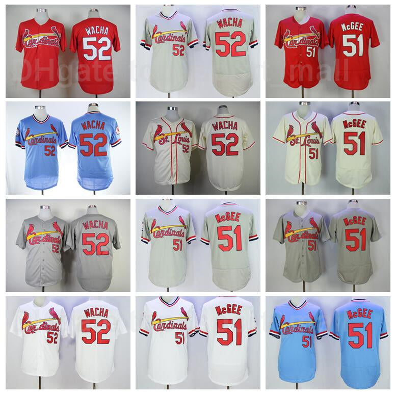 Retror 1946 1982 1985 Vintage Baseball 51 Willie McGee Jersey Men 52 Michael Wacha Team Embroidery And Stitched Pullover Cool Base Retire