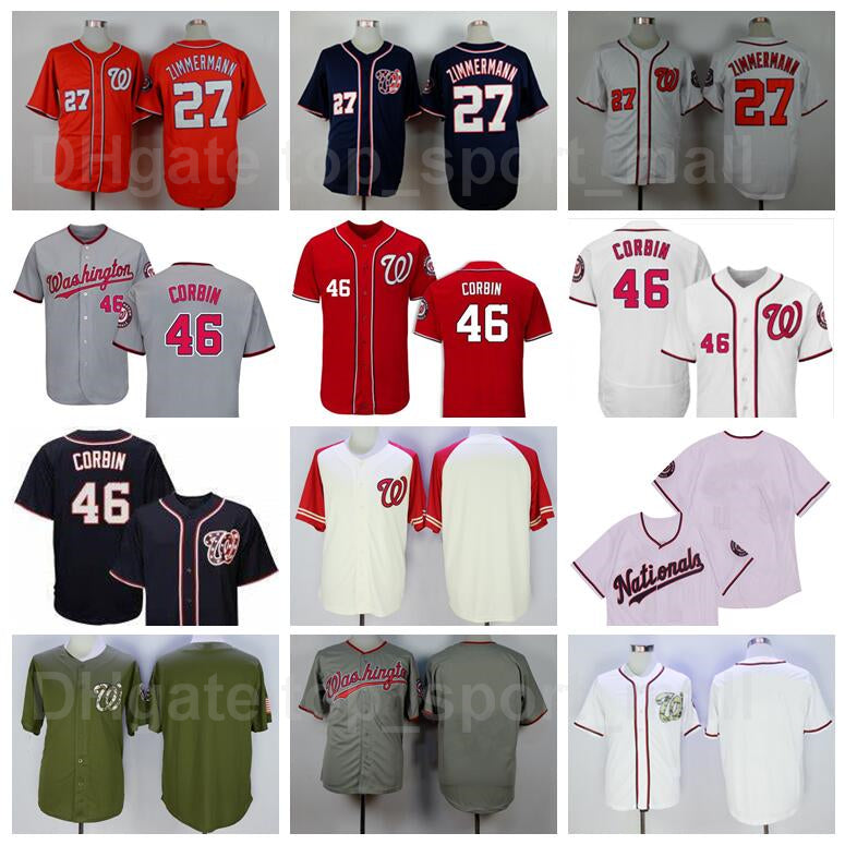 Men Retror Baseball Vintage 27 ZIMMERMANN Jersey 12 ALFONSO SORIANO 46 Patrick Corbin Flexbase Cool Base Retire Red White Grey Navy Blue