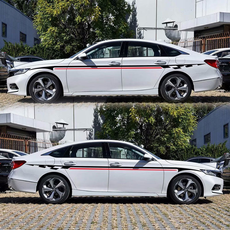 2PCS-SET Fashion Line Racing Sticker Arc Grid Cover Body Decals