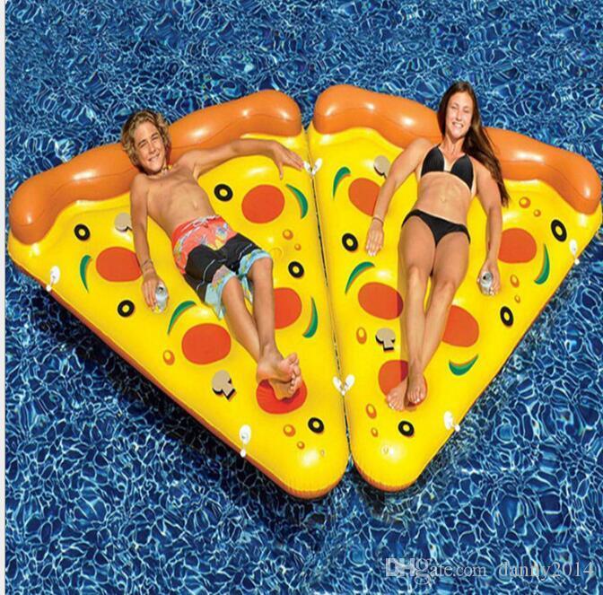 Air Mattress Swimming Pool Water Toy Giant Yellow Inflatable Pizza Slice Floating Bed Raft Swimming Ring floats Pizza mattresses