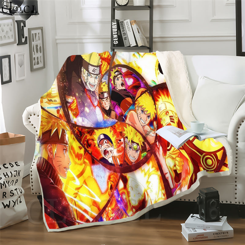 CLOOCL Blankets Anime Uzumaki Naruto 3D Print Sofa Travel Throw Blanket Teens Plush Quilt