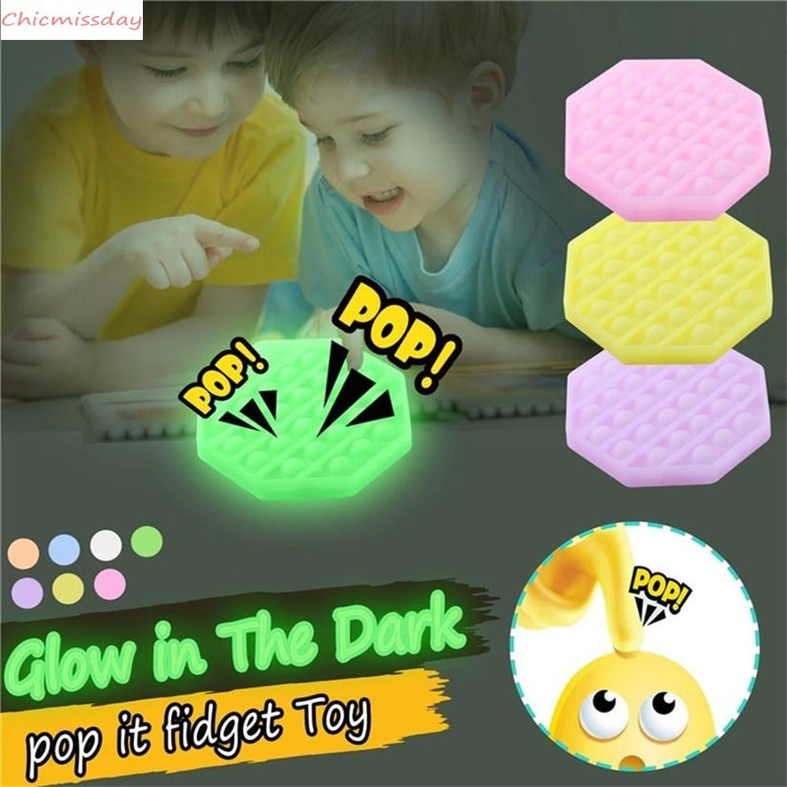 Glow In The Dark Push Fidget Toy Sensory Bubble Squeeze Toys Anxiety Autism Special Needs Stress Reliever Table Game Gifts