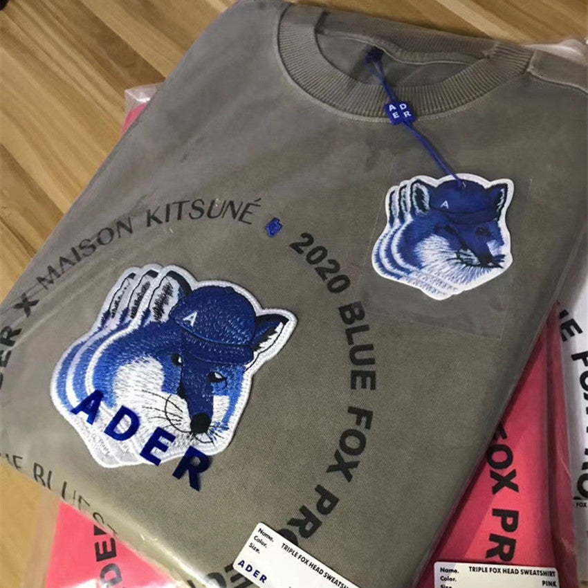 2021 New Fox Embroidery Ader Error Maison Kitsune Crewneck Sweatshirts Men Women 1:1 Best-quality Adererror Pullover Hoodie Svjg
