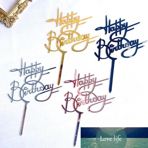 1Pcs Acrylic Cake Topper Golden Happy Birthday Cake Toppers For Birthday Party Cake Decorations gift