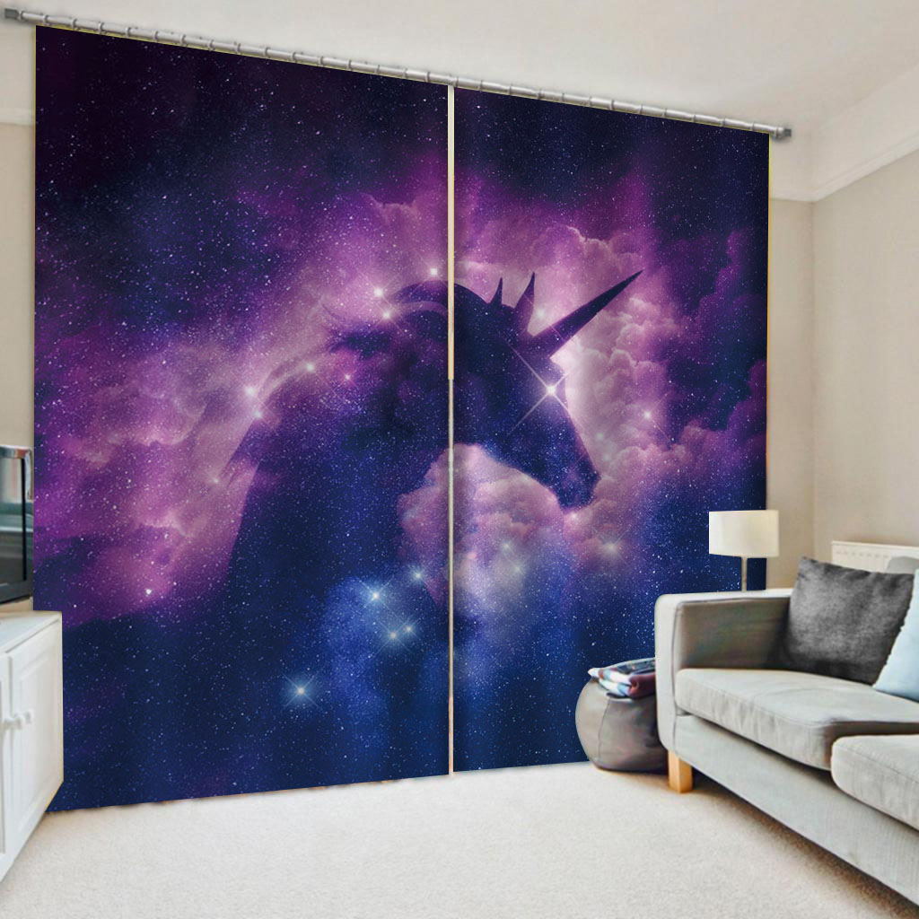 Dream Animal Printing 3D Curtain Blackout Modern Children Room Curtains Window Door Kitchen Curtains Home Decor Purple