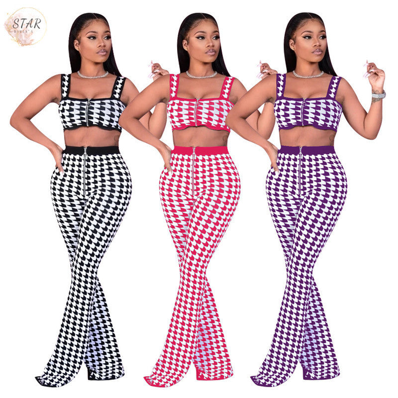 2021 New Palid Crop Top and Pants Women Two Piece Vest Flared Leggings Streetwear Club Outfits Matching Set Wholesale Dropshipping 0vpa