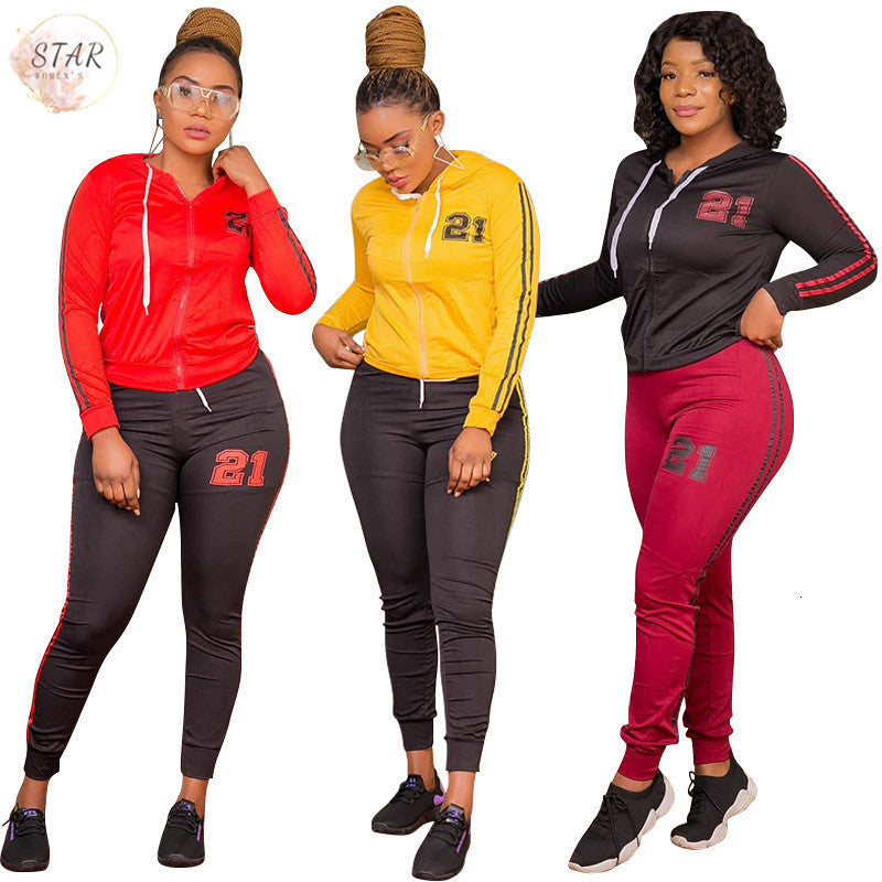 2021 New Plus Size Tracksuit Women Two Piece Outfits Hoodie Zipper Top and Sweatpants Leggins Matching Sets Wholesale Dropshipping 3tma