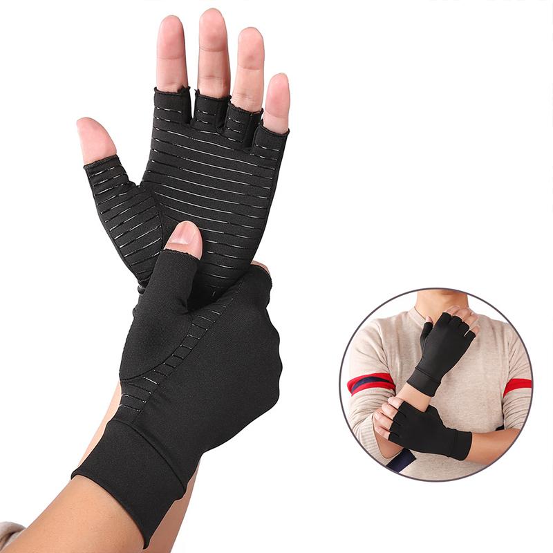 Wrist Support Compression Arthritis Gloves Half Finger Fitness Rehabilitation Relief Hand Pain Pressure For Sports And Office
