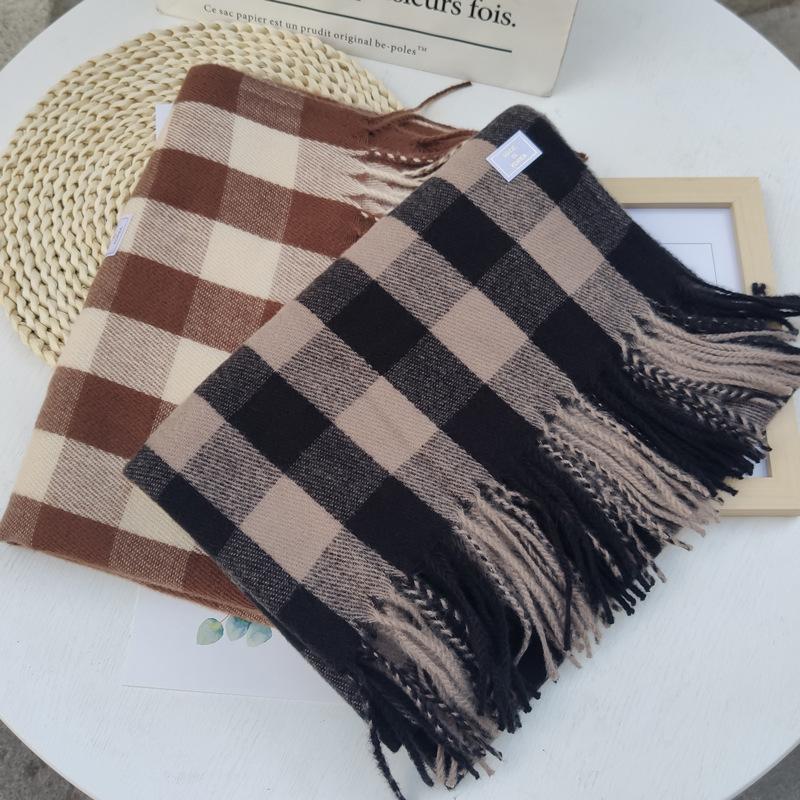 Scarves Couple&#039;s Scarf Warm Autumn And Winter Imitation Cashmere Retro British Tassel Long Plaid Shawl Fashion Neck