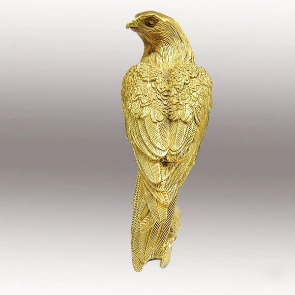 Christmas gift Collectible animal head real pure Brass statues Chinese Brass Carved Lucky Eagle Sculpture Stand Birds