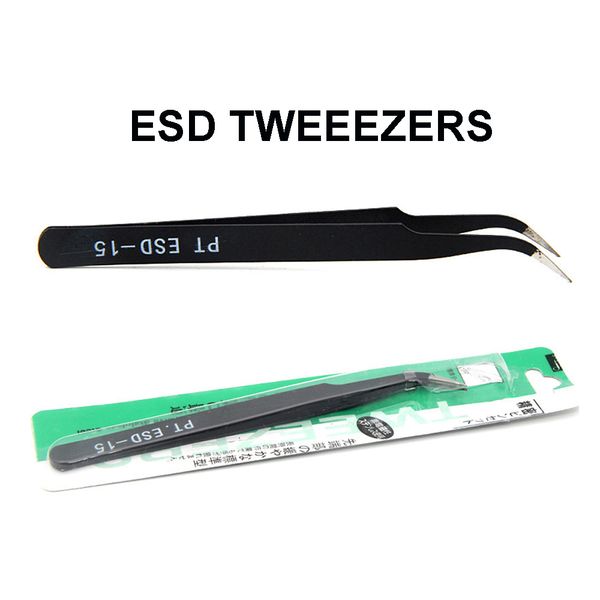 antistatic precision tweezers hand tools pinzas pincet stainless steel esd tweezer curved electronics repair pen tools