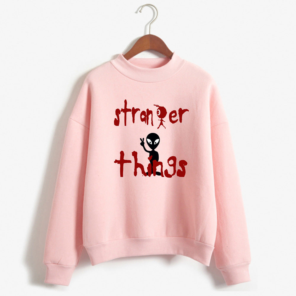 2021 New Stranger Things Alien Print Fleece Sweatshirt Women Warm Winter Crewneck Long Sleeve Loose Womens Clothing Hoodie Sweat Shirt Y1sa