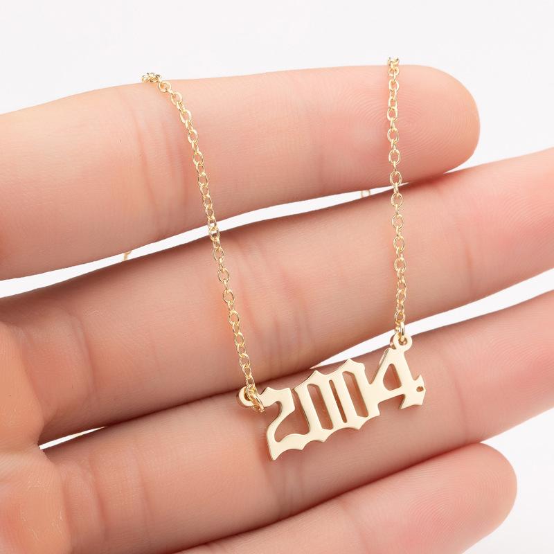 Chokers Stainless Steel 2002 2003 2004 2005 2006 Number Pendant Necklaces Women Femme Statement Necklace Year Jewlery Collier