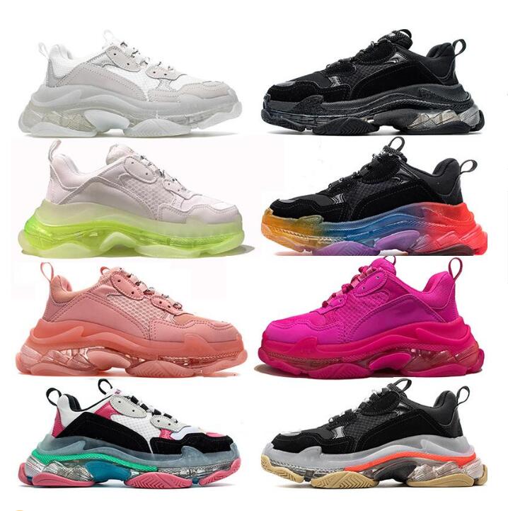 2020 Designer Triple S Clear Bubble Midsole Men Women Green Black White Triple-S Casual Shoes Sneakers Increasing Leather # W3dI#
