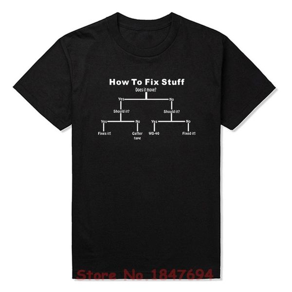 New Summer Style How To Fix Stuff T-shirt Funny gift for him present DIY engineer builder T Shirt Men Short Sleeve Top Tees 210317