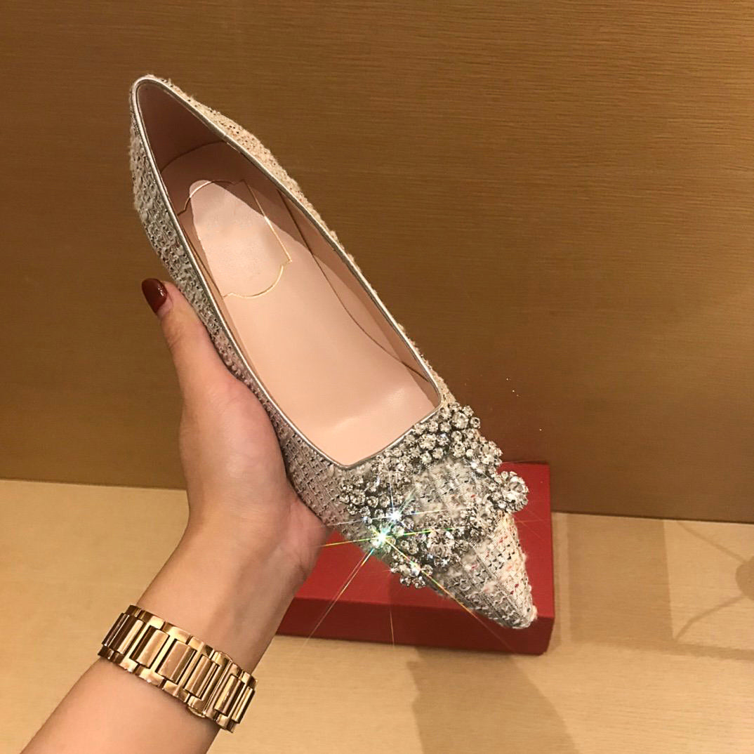 2021ss Women temperament sandals Real Leather Womens Sandal 6.5cm Highs Heels Shoes with drill decoration shining Fashion Popular 6 Colors woman sho