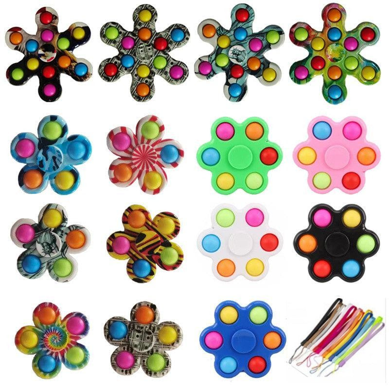 Push It Fidget Toys Double-row pattern Finger Bubble Press Relief Fingertip Toy Stress Educational Kids Baby Gift Sensor Fingers spinner Rotating Da