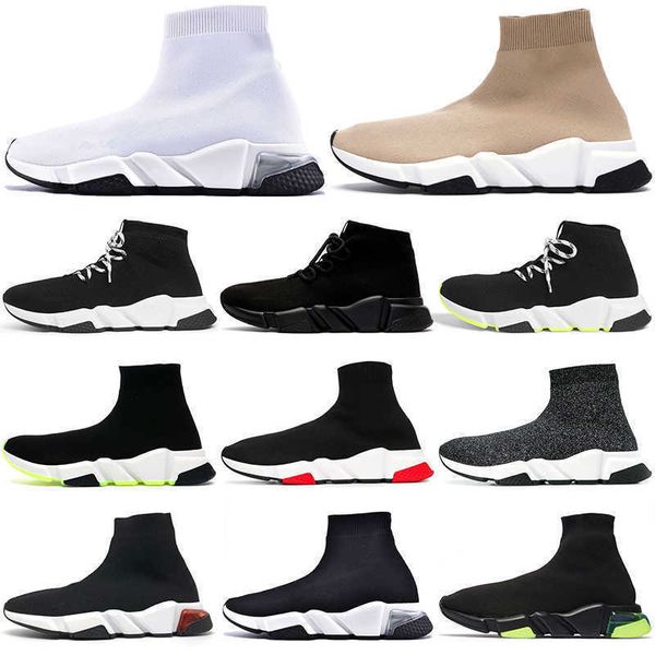 high quality sock running shoes men women platform Graffiti black white beige Glitter red clear sole lace-up pink outdoor mens womens sports