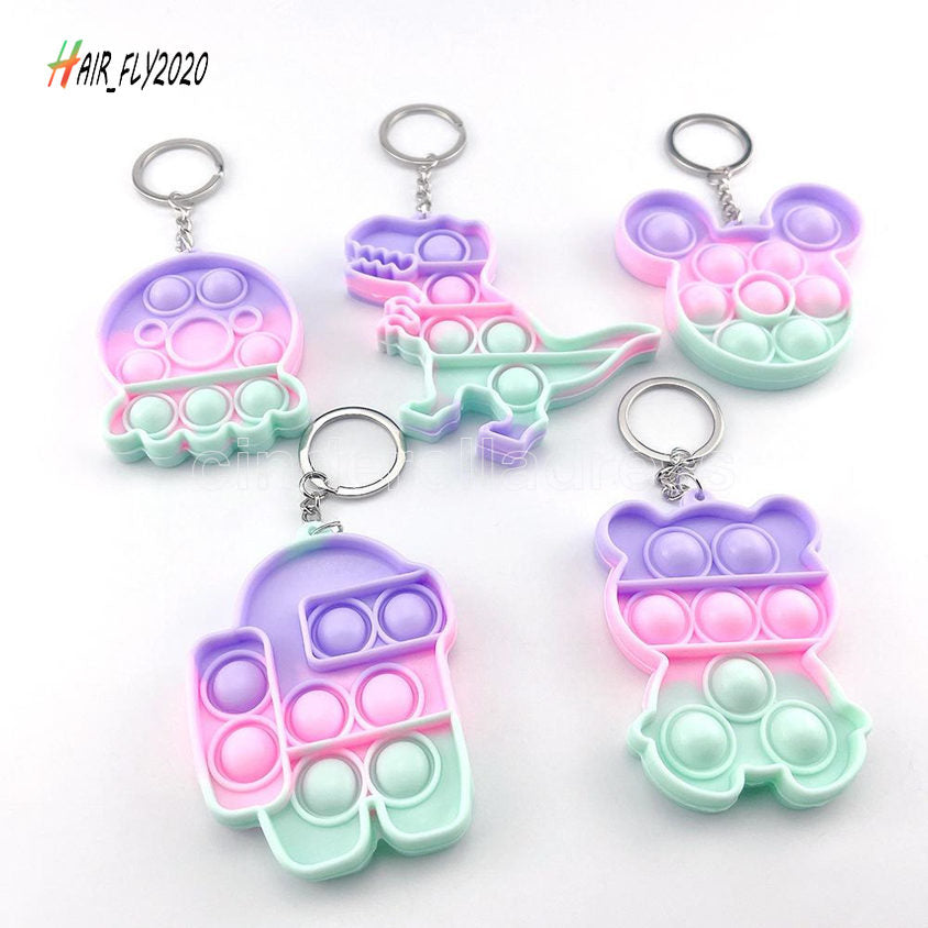 Children Decompression Toy Adult Push Bubble Fidget Sensory Toy Key Ring Educational Mini Anti-stress Toys Tiktok HJ01