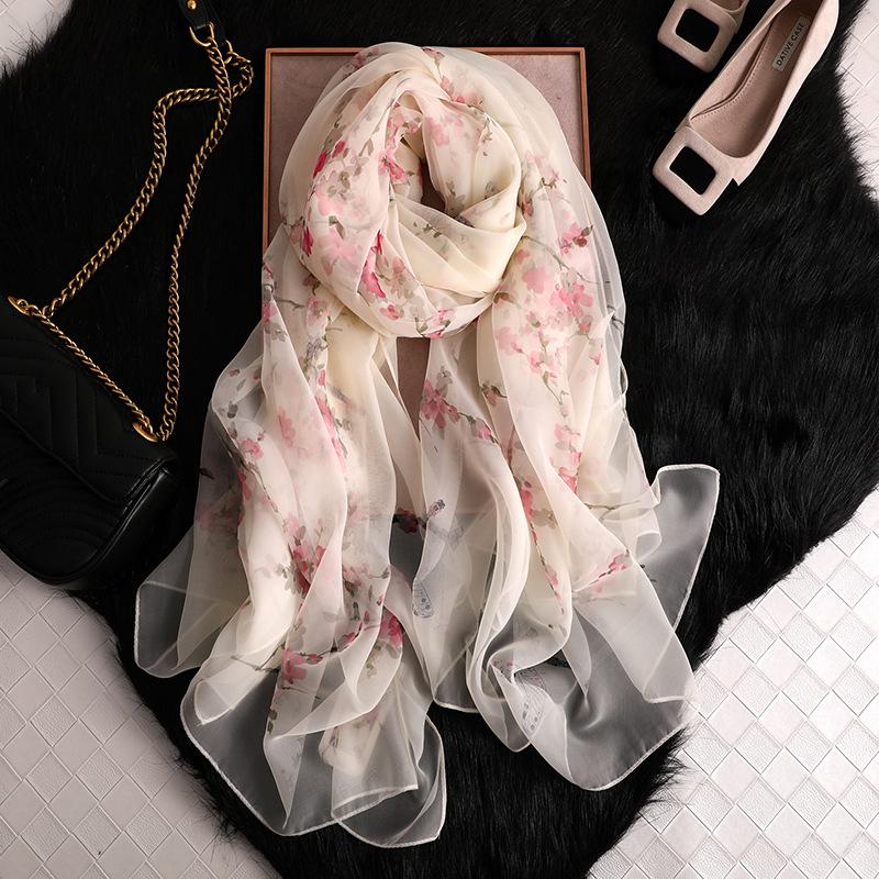Scarves 2021 Women Cicada Wing Chiffon Scarf Dragonfly Florals Print Shawl Office Lady Soft Wraps Female Elegant Echarpe 180x140cm