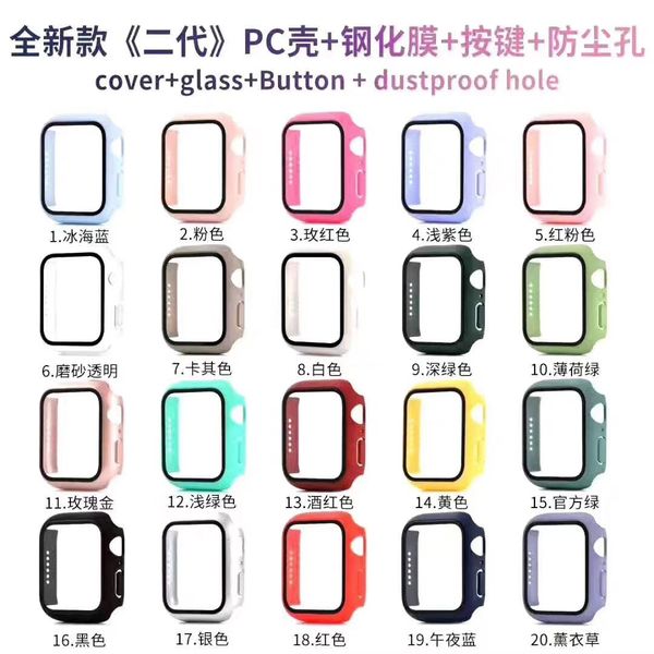 360 Full Cover PC Case 3D Tempered Glass Watch Cases Anti-Scratch Film Screen Protector For Apple Watches Series SE 6 5 4 44mm 40mm 42mm 38m