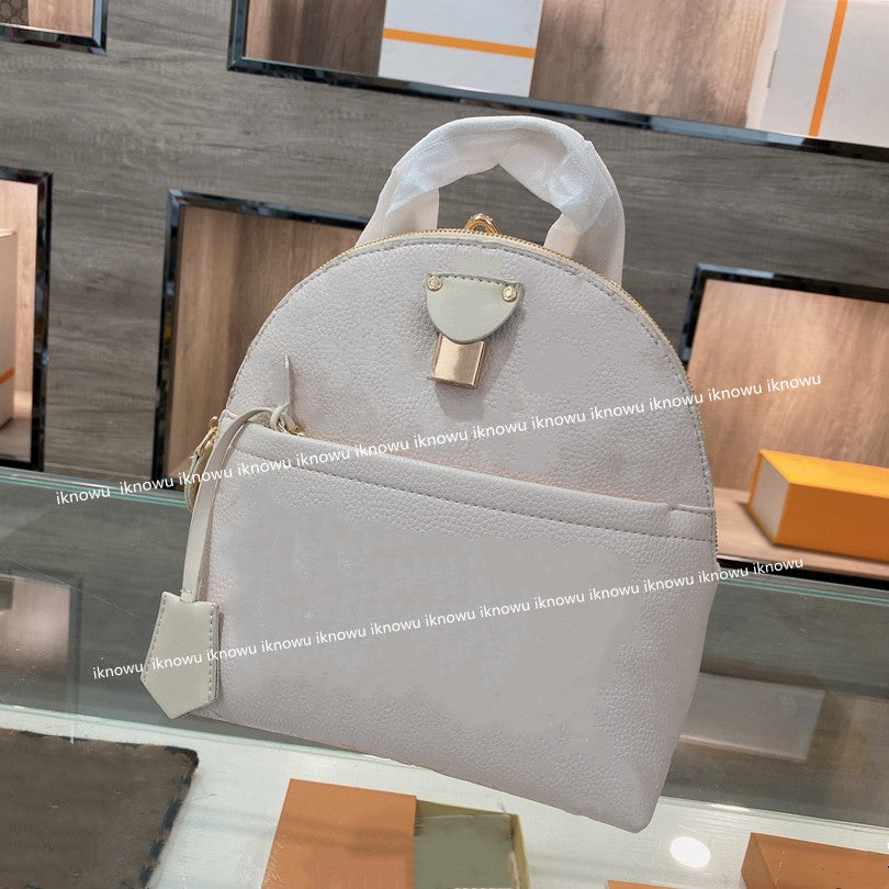 2021 Luxury Women Shell Backpacks Purses Designers School Bags Student Back Pack Fashion Lady Handbags Embossed Flowers with Tag Lock High Quality L