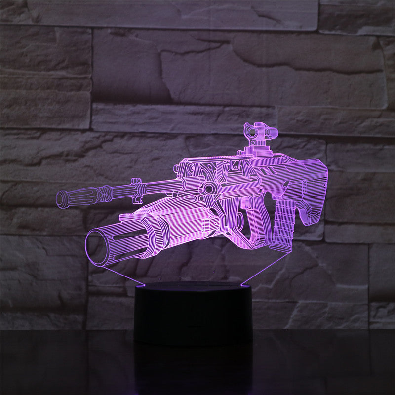 Sniper Rifle Night Light LED Acrylic 3D Illusion Nightlight Room Table Lamp Kids Boys Gift APP Control Home Party Gaming Decoration