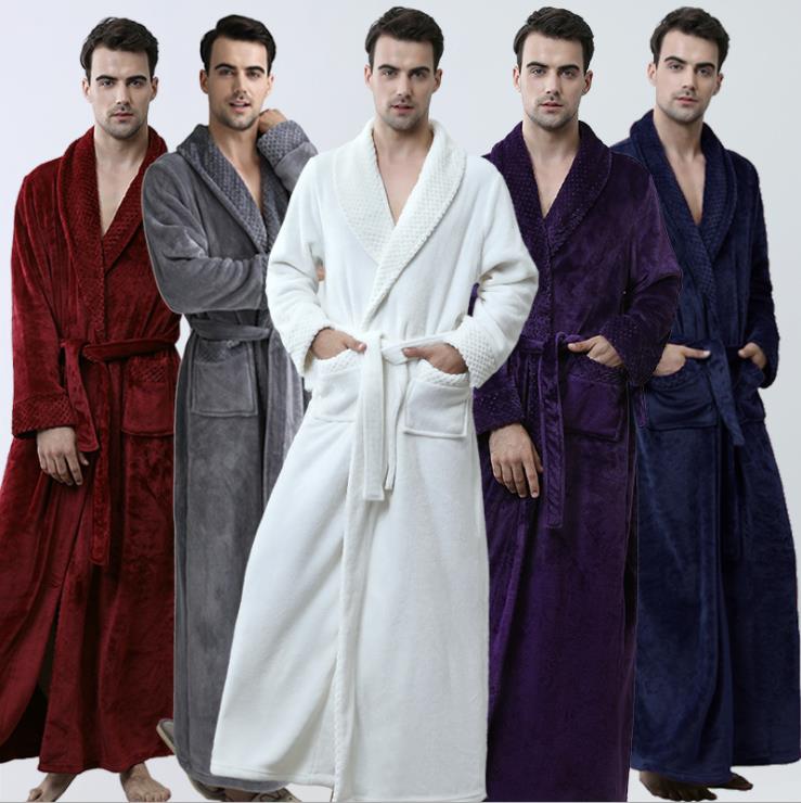 Men&#039;s Sleepwear Rebes Nightgown Winter Coral Casual Bathrobe Bathrobe Home Furnishing Thicken Pajamas