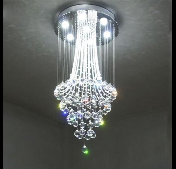 round design modern crystal chandelier LED light AC110 220V luxury ceiling home lighting