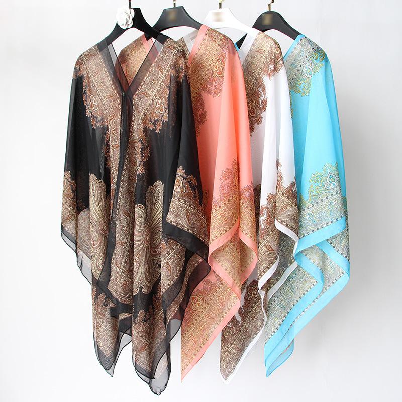 Scarves Silk Chiffon Woman Sunscreen Beach Towel Air-conditioned Shawl Spring And Summer Multi-functional Magic Scarf